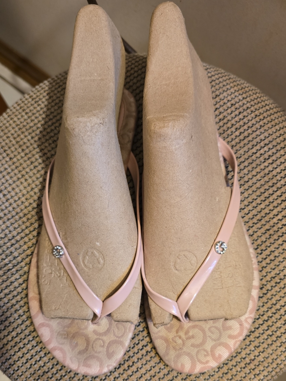 G By Guess Blush Pink Signature Flip Flop Sandals